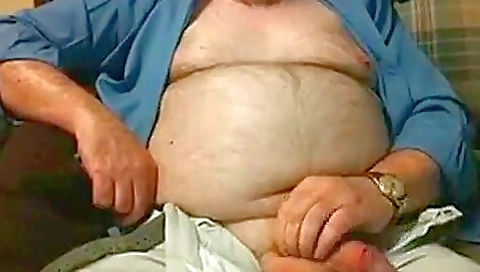 Hairy Grandpa Bear Fondling His Cock