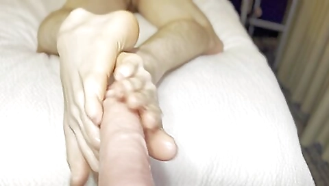 Footjob (white Dildo) Pov
