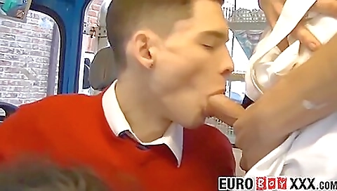 Euro Twink Anal Threesome Ends With A Huge Warm Cumload